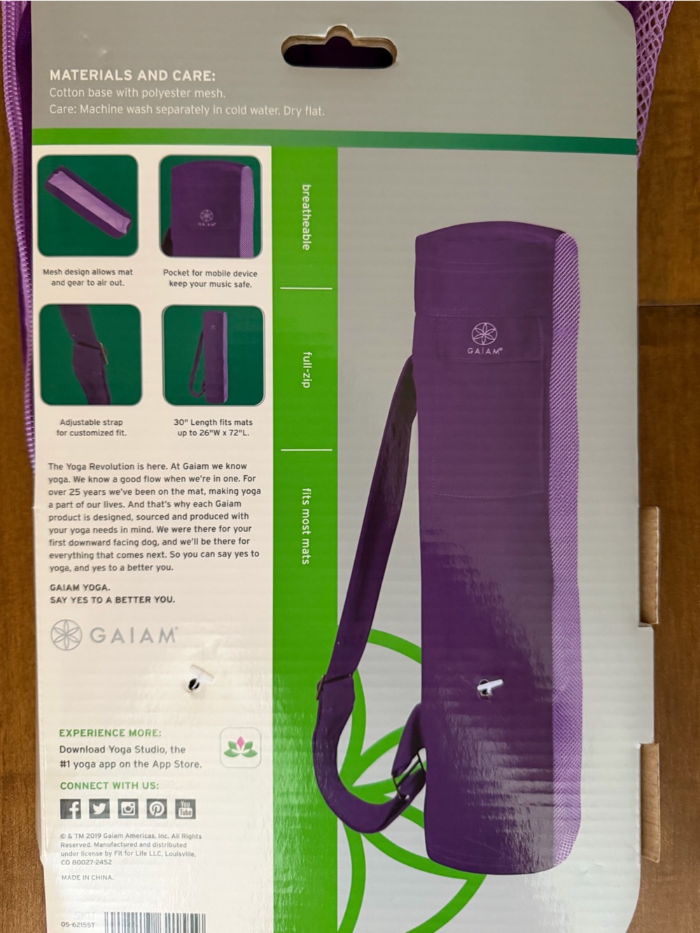 GAIAM Purple Mesh-Trim Yoga Mat Bag - Picture 5 of 6